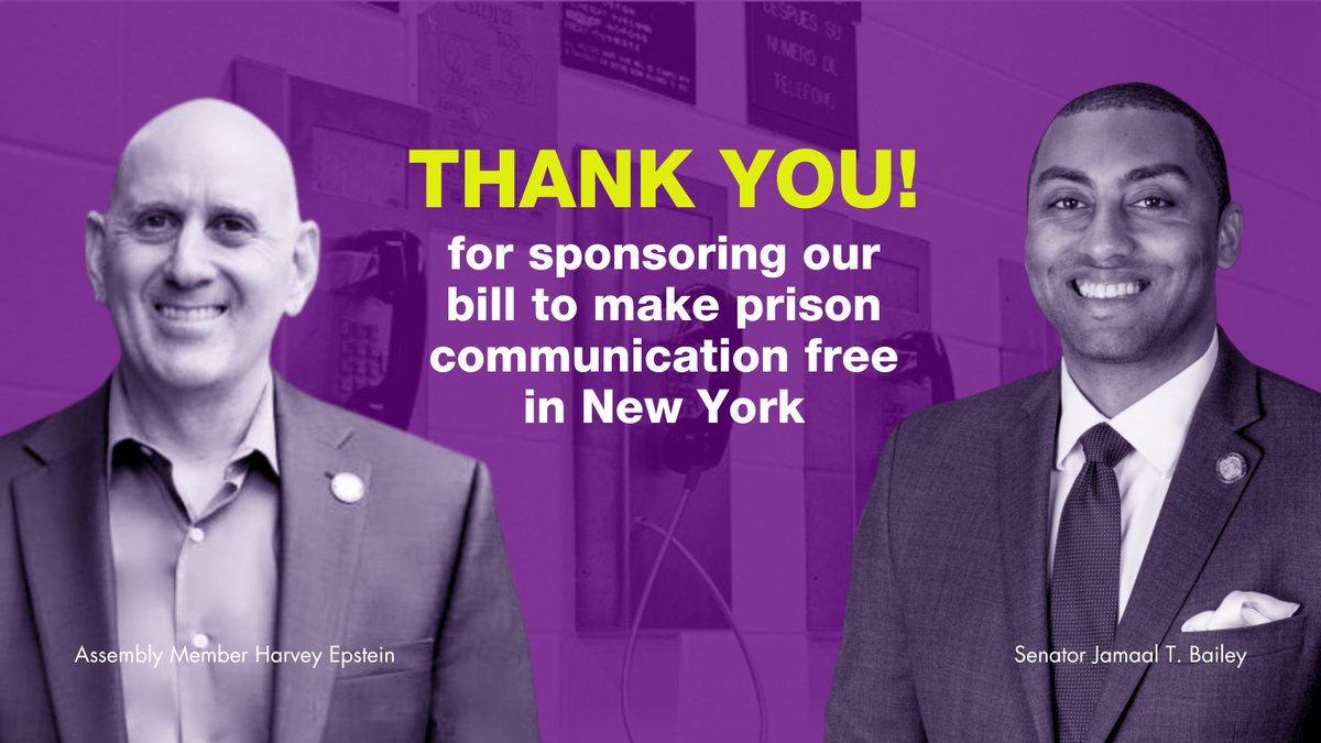 WorthRises's tweet image. Thank you to @jamaaltbailey and @HarveyforNY for leading the efforts to make prison communication free for incarcerated people and their loved ones in New York!

This legislation will save New Yorkers tens of millions of dollars every year and keep families connected.
