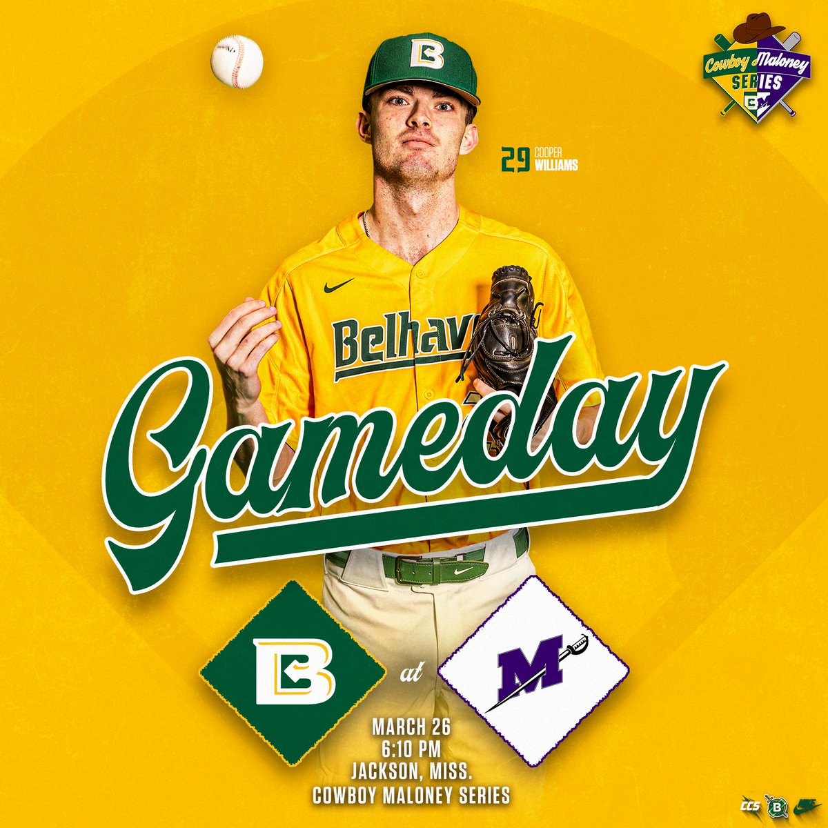 BelhavenBlazers's tweet photo. ��� 𝘾𝙝𝙖𝙣𝙘𝙚 𝙩𝙤 𝘾𝙡𝙞𝙣𝙘𝙝 𝙩𝙝𝙚 𝙈𝙖𝙡𝙤𝙣𝙚𝙮 𝙎𝙚𝙧𝙞𝙚𝙨

🆚 | Millsaps
⏰ | 6:10 PM
📍 | Jackson, Miss. (Millsaps)
🖥️ | https://t.co/QZQ3dK3YrQ

#GoGreen | @BelhavenBSB https://t.co/KqzTmVQSoU
