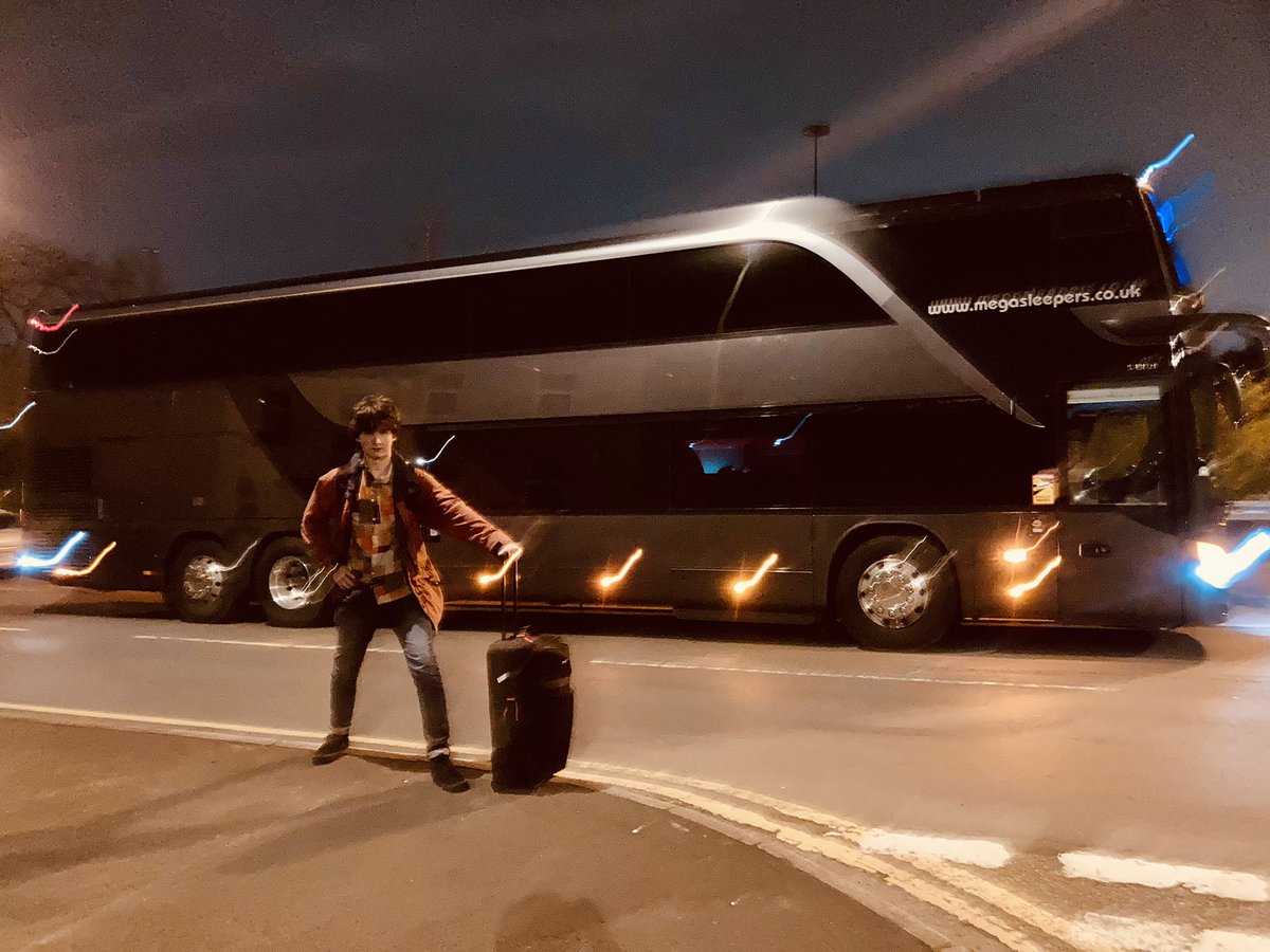 .@oscarboonbass getting dropped off at the end of our street last night after the latest @inspiralsband gigs. One year since he joined us on the road. So proud. Legend! xxx #BoonArmy