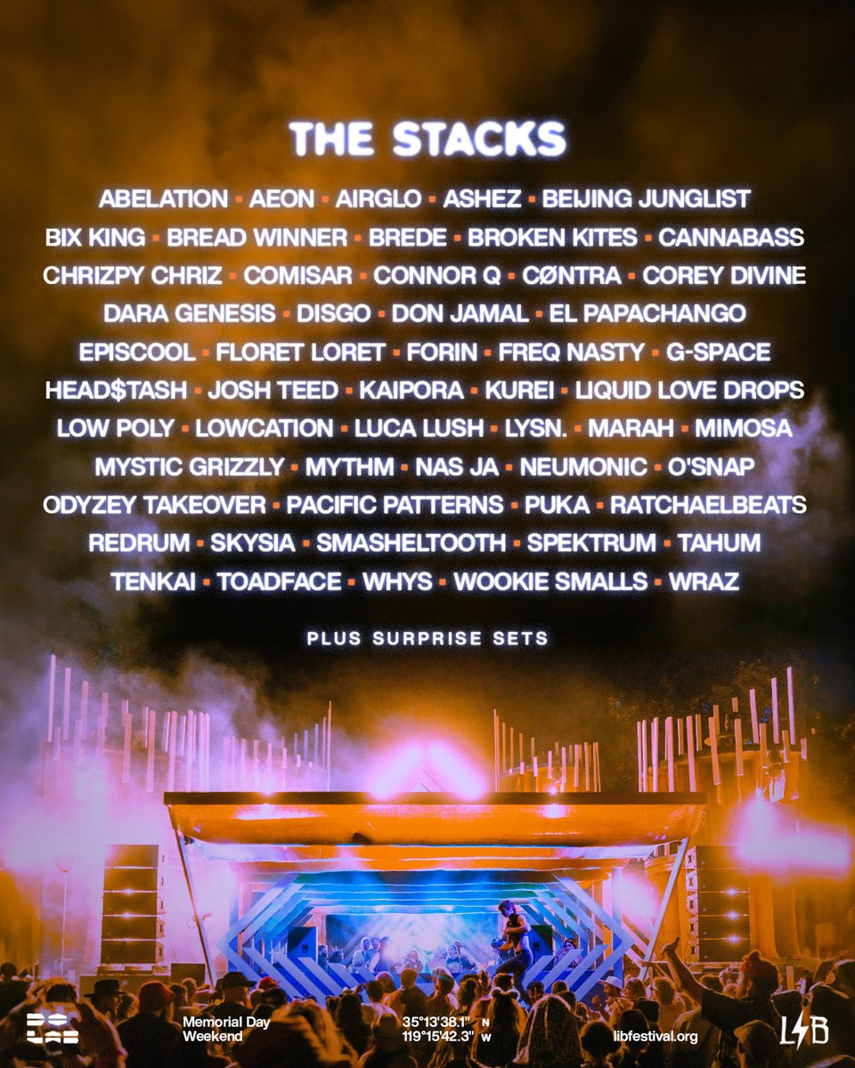 EXCITED TO ANNOUNCE IM BRINGING THE TECHNO DEMON EXPERIENCE TO LIGHTNING IN A BOTTLE FESTIVAL 2024 THE STACKS // MAY 26 SEE U SOON 😈