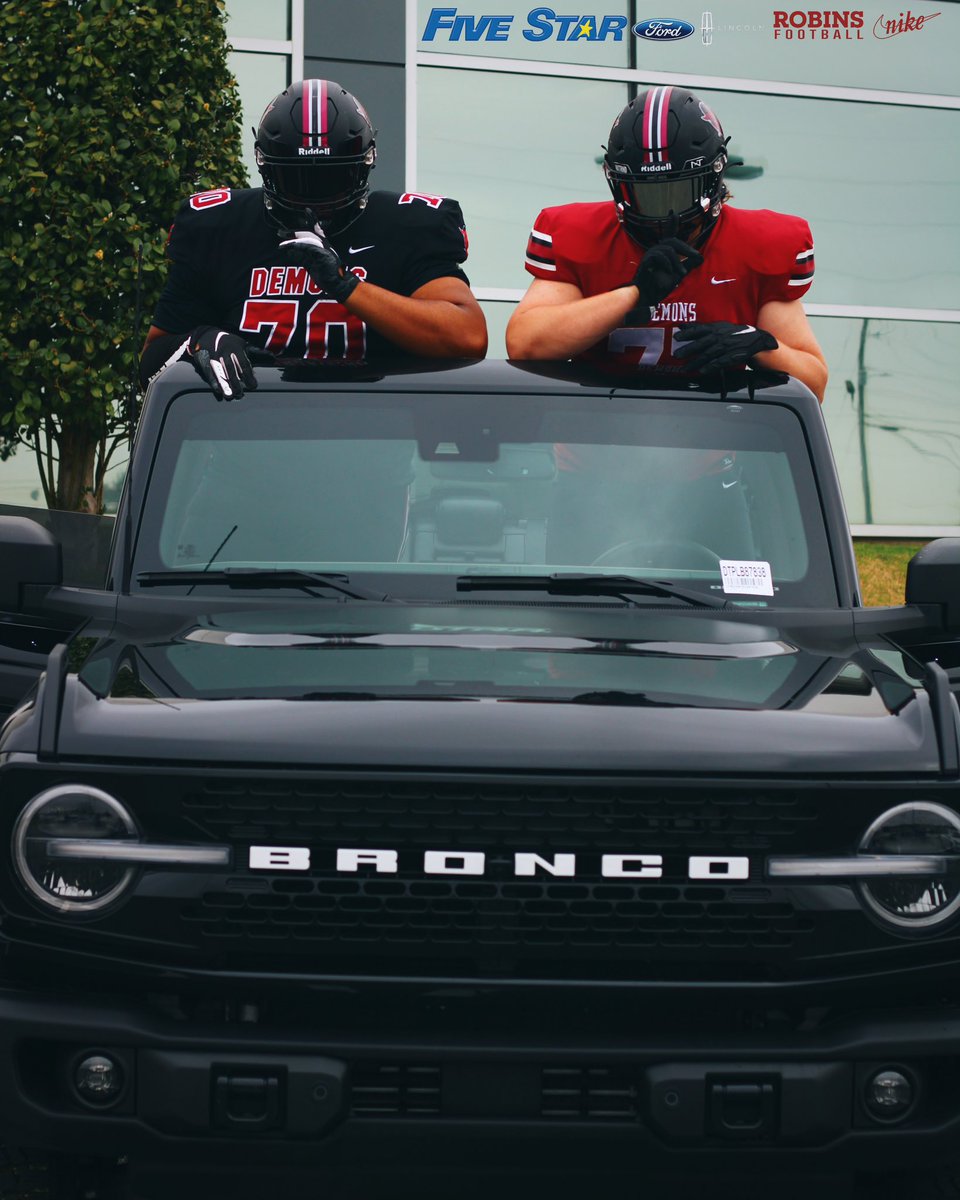 It’s no secret, Demons love Broncos. 😈 We are proud to have established a partnership with @FiveStarFord_GA!! Please consider supporting those that support Robins Football! 🙌