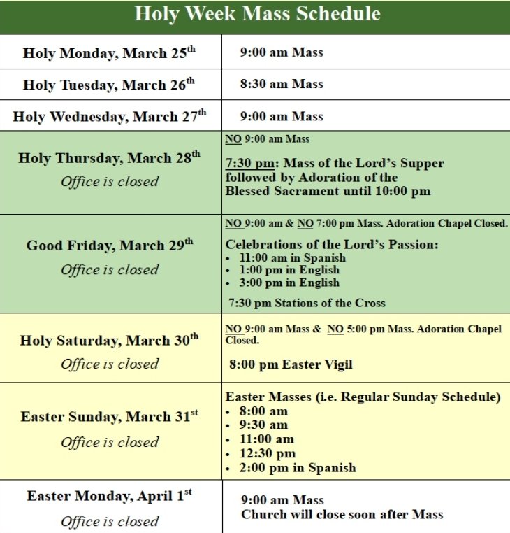 Holy Week at St. Mary's Church