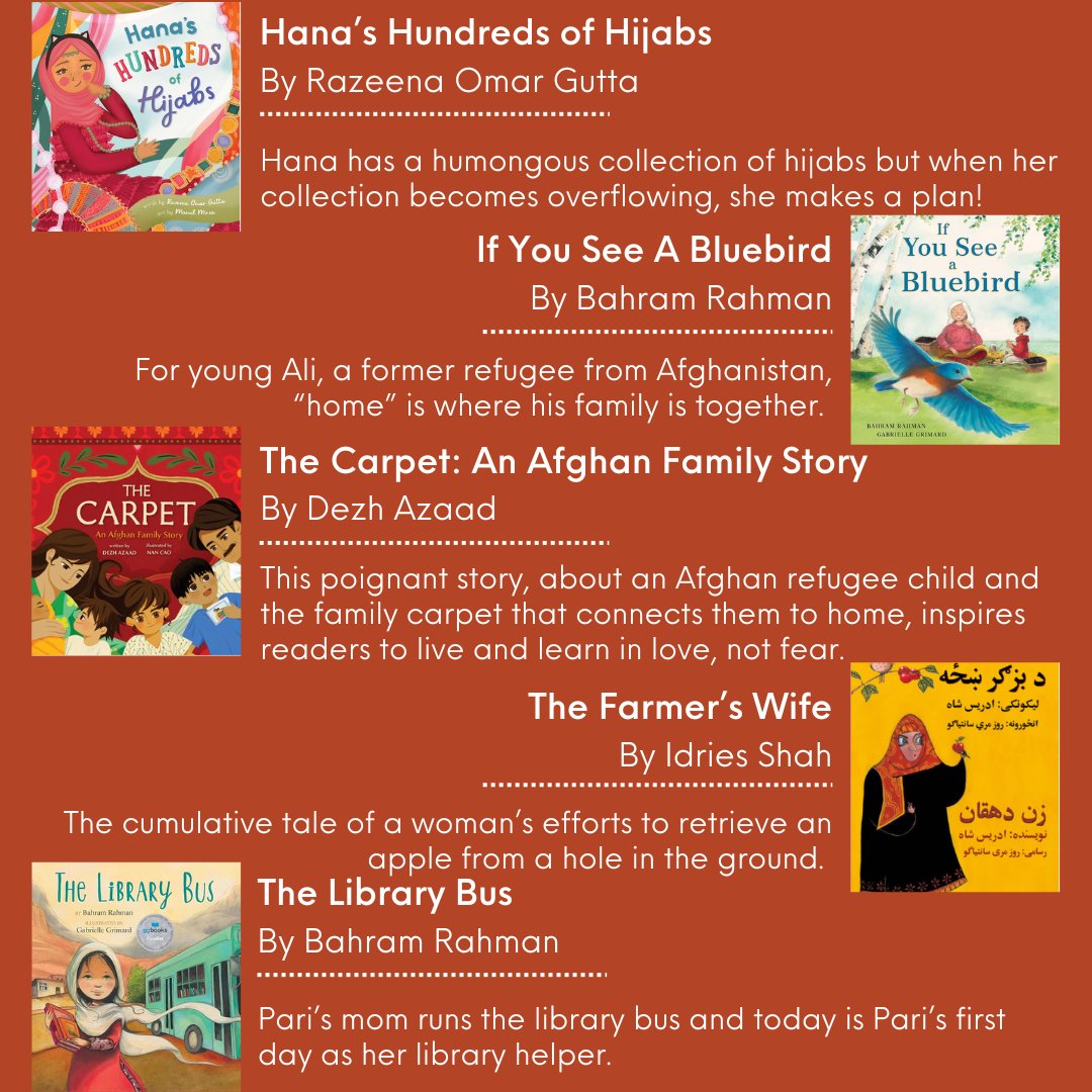 Recently, counties across California named March #AfghanAmericanHeritageMonth. Through our @reachoutandread San Diego program we know the importance of culturally relevant books so take a moment to check out our #readinglist! aapca3.org/books-to-celeb…