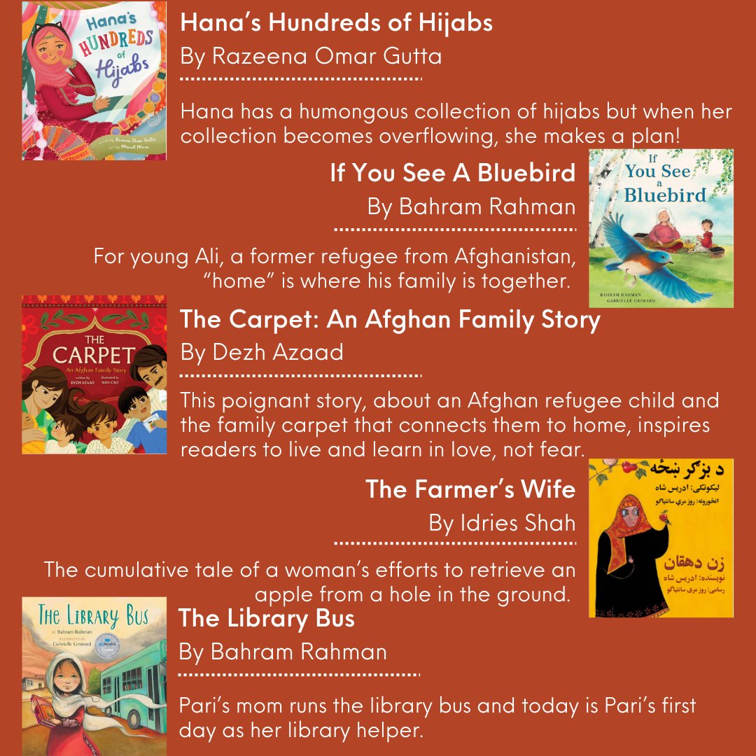 Recently, counties across California named March #AfghanAmericanHeritageMonth.

Through our @reachoutandread San Diego program we know the importance of culturally relevant books so take a moment to check out our #readinglist!

aapca3.org/books-to-celeb…