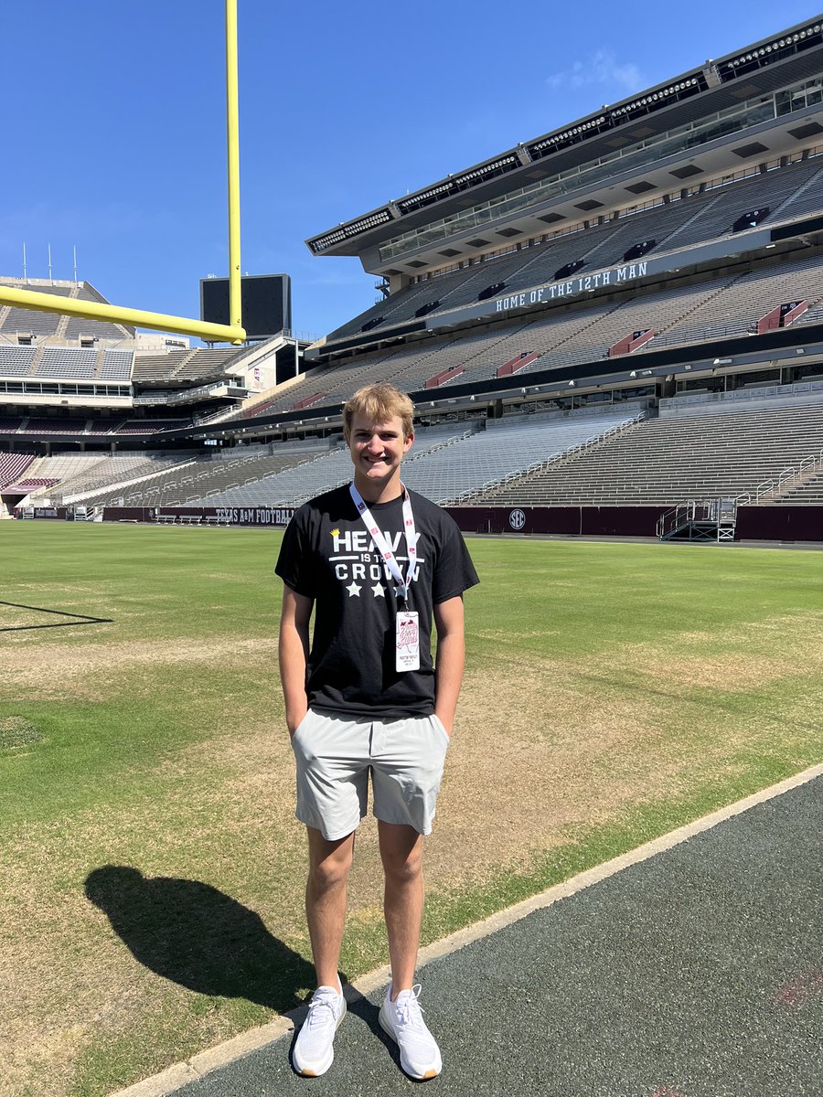 Had a great time on my visit <a href="/AggieFootball/">Texas A&M Football</a>. Thank you <a href="/Coach_Dougherty/">Patrick Dougherty</a> <a href="/CoachKLars/">Keith Larson</a>

<a href="/KICKNATION/">KICKNATION</a> <a href="/CoachChav/">Coach Eric Chavez</a> <a href="/gunter_football/">Gunter Tiger Football (5xStateChamps)</a> <a href="/CoachFieszel/">Jake Fieszel</a>