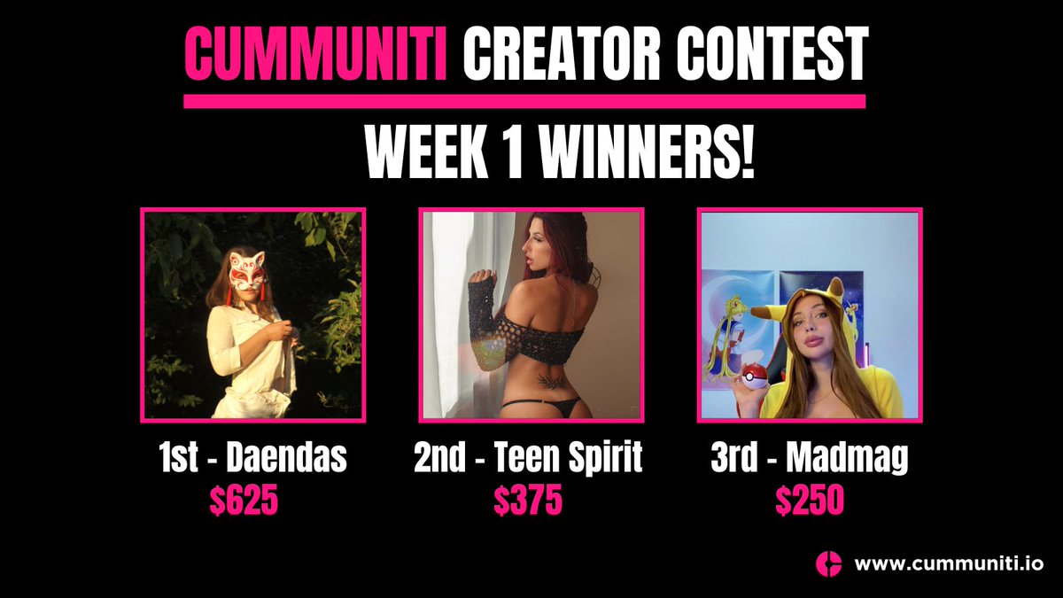 #Cummuniti creator contest 🔥 Congratulations to our week 1 winners 😈 Daendas, Teen Spirit and MadMag 🏆 cummuniti.io