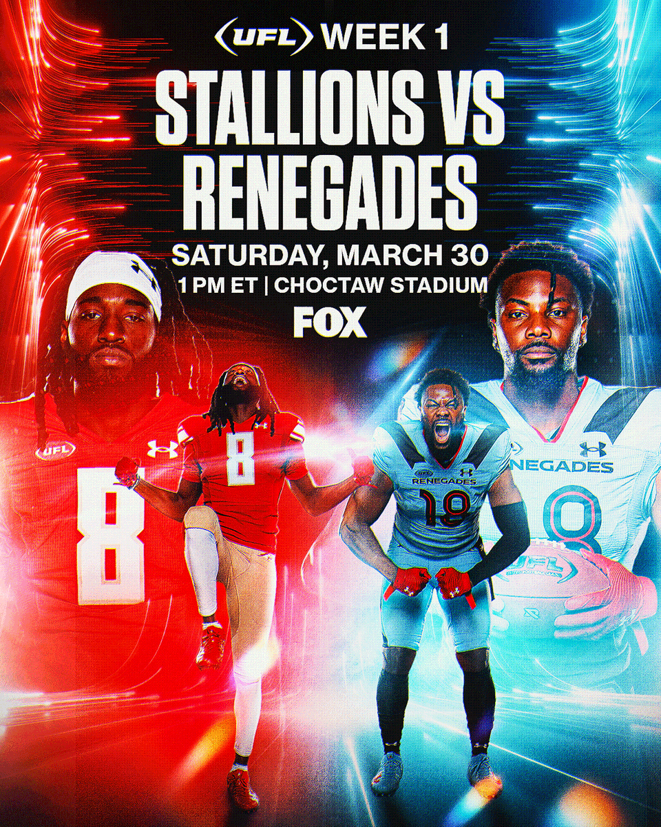 We're kicking off the season with a heavyweight matchup 👊🏈 @USFLStallions vs @XFLRenegades Saturday on FOX 📺