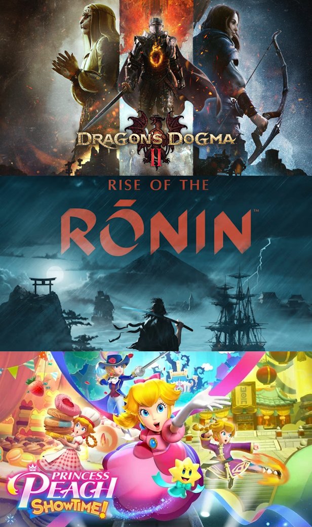 Three big games (#DragonsDogma2, #RiseoftheRonin, and #PrincessPeachShowtime) came out last Friday. @lulu_clemons, @_Matt_James_, and I played 'em all and reported back on Button Mash to determine: Who won the day? Spoiler-free battle royale @RingerVerse: open.spotify.com/episode/0Pfl0a…