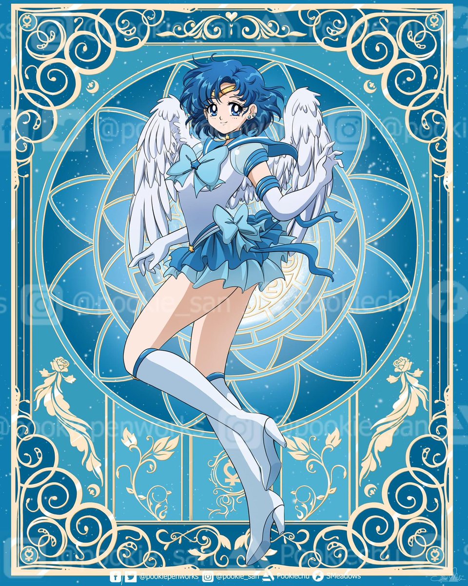 Happy #mooniemonday! 

Continuing my Eternal Decorative border series, next in line is Eternal Sailor Mercury!  She just fits those wings so well doesn't she?? <3 #sailormoonfanart #eternalsailormercury