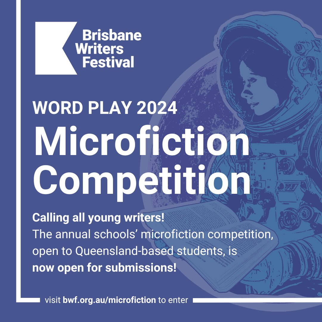 The 2024 Microfic Comp is open for submissions! Entrants are invited to respond to the prompt “Transformation” in no more than 120 words, using any written format. $1,500 in prizes to be won! The competition will close 21 April. Find out more and enter at bwf.org.au/microfiction.