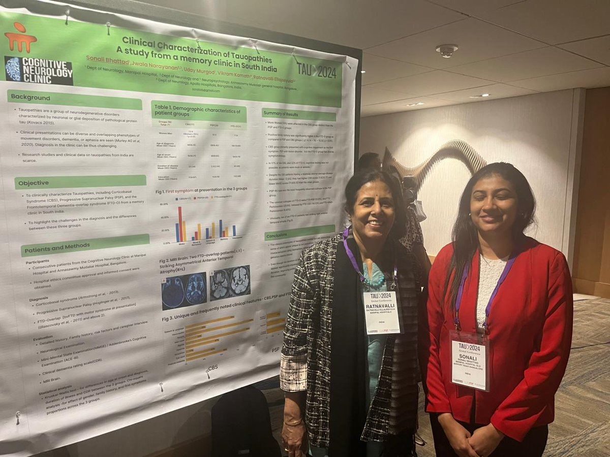 Sonali Bhattad presenting our work on Tauopathies from the Cognitive Neurology clinic in Bangalore, India
#Tau2024