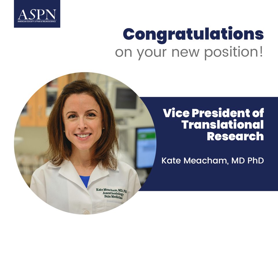 Let's all take a moment to celebrate Dr. Kate Meacham for her outstanding accomplishment in being appointed as the Vice President of Translational Research! Help us congratulate Dr. Meacham! #TranslationalResearch #ASPN