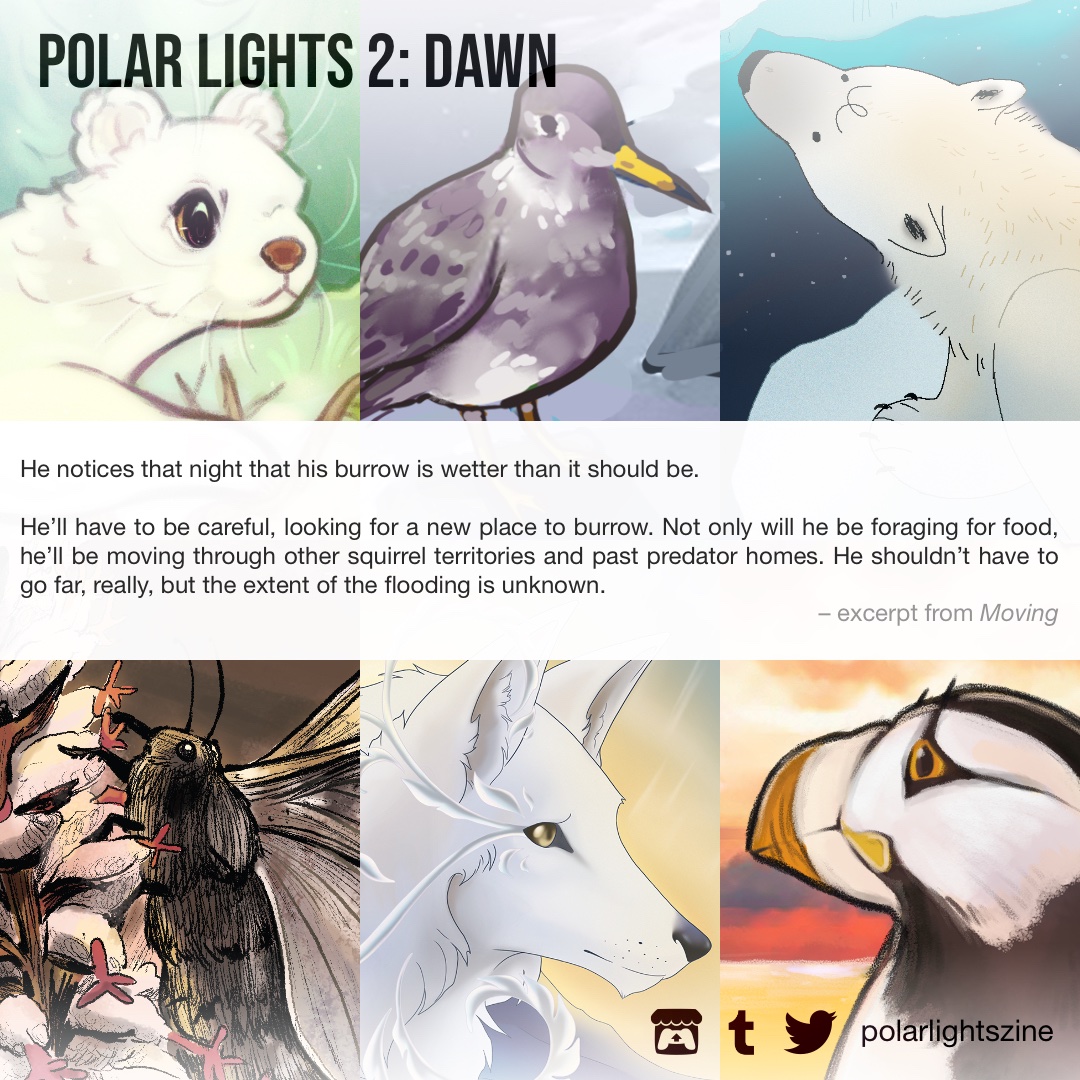 ❄️ POLAR LIGHTS 2 Now Live!

POLAR LIGHTS 2: Dawn is a digital charity anthology featuring original art and writing from 36 creators. All proceeds will benefit the Antarctic and Southern Ocean Coalition.

Grab the zine for as little as $2 here: polarlightszine.itch.io/polar-lights-2