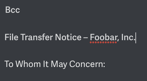 using Foobar Inc. in official settings never ceases to amuse