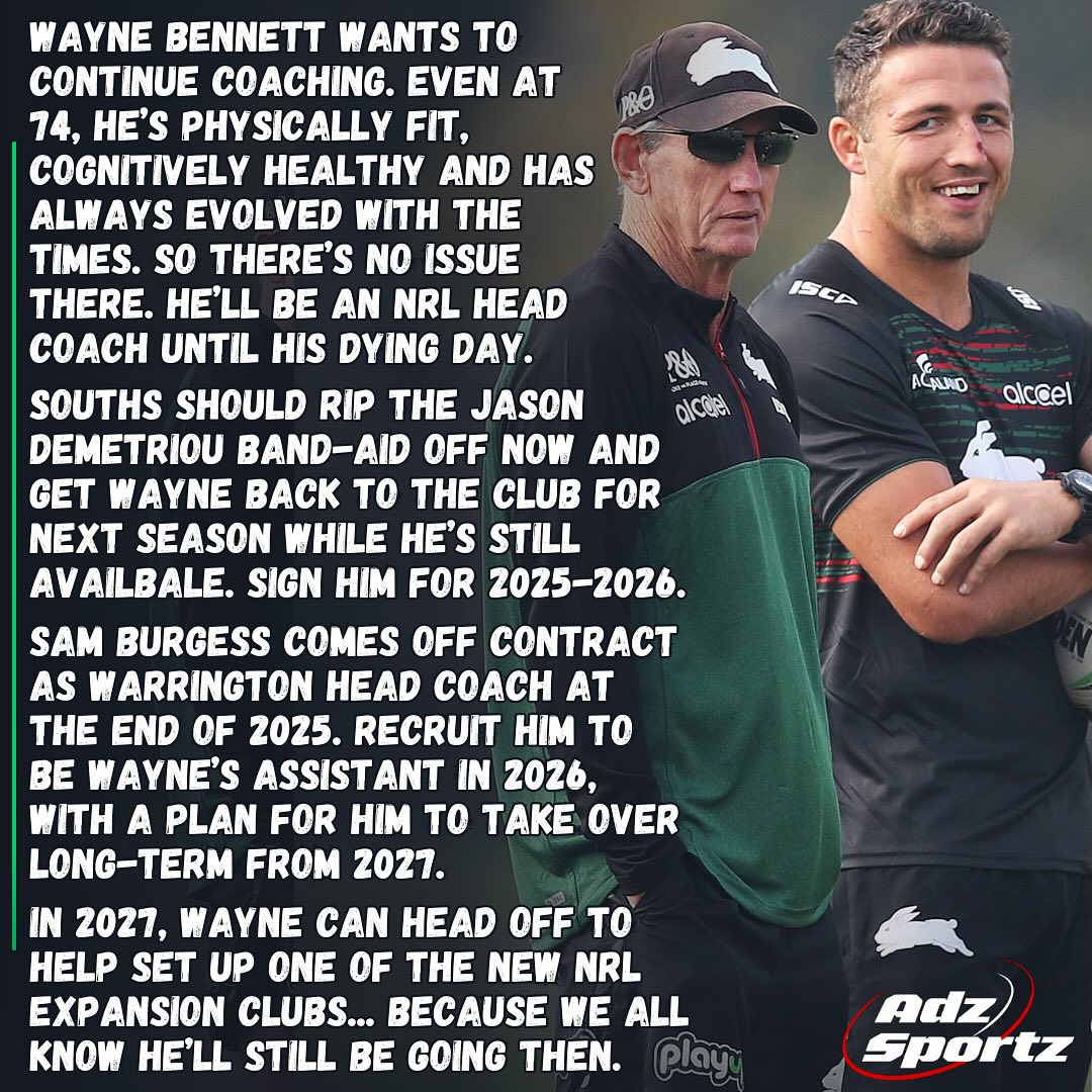 A weak coach who can’t control overinflated player egos has resulted in poor team culture at Souths. This would never happen under Wayne… or Sam. - Should Souths bring back Wayne and Sam? #NRL