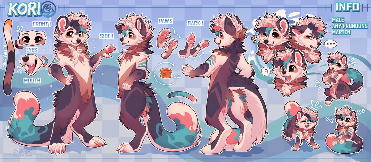 _Reikyo's tweet image. Custom character design for @subbywoof  thank you very much for your patience! I really liked how Kori's design turned out, I loved the result 🧡🤎💙
time: 1 month (3 days of constant work)
app: Clip Studio Paint
