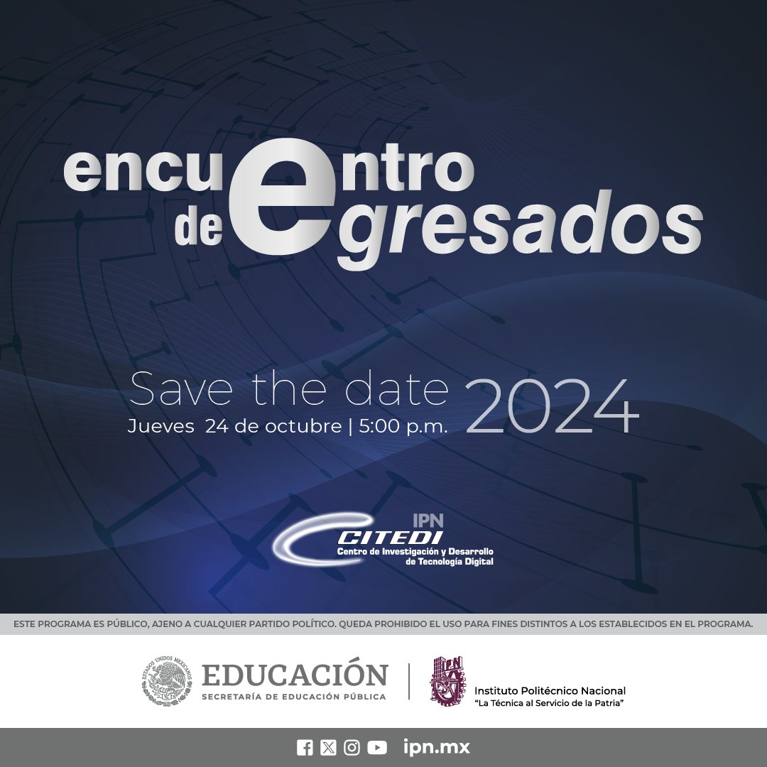 Citediipn's tweet image. Si egresaste del programa de 🎓Maestría o 🎓Doctorado de Citedi, agenda nuestro próximo Encuentro de Egresados 2024.

¡Será un gusto verte! ☺️🤝🤓

✍️Regístrate para que posteriormente recibas todos los detalles:
forms.office.com/r/nfMgzXSHrY

#Citedi #IPN