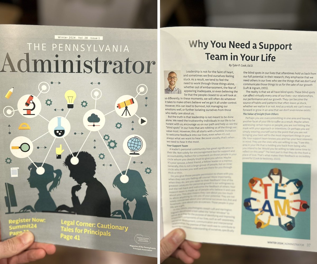 Grateful to be featured in the latest issue of “The Pennsylvania Administrator” by the PA Principals Association! Leadership (and life) is not meant to be done alone. We need a trusted community of people who can speak into our life, encourage our growth, and help reveal our…