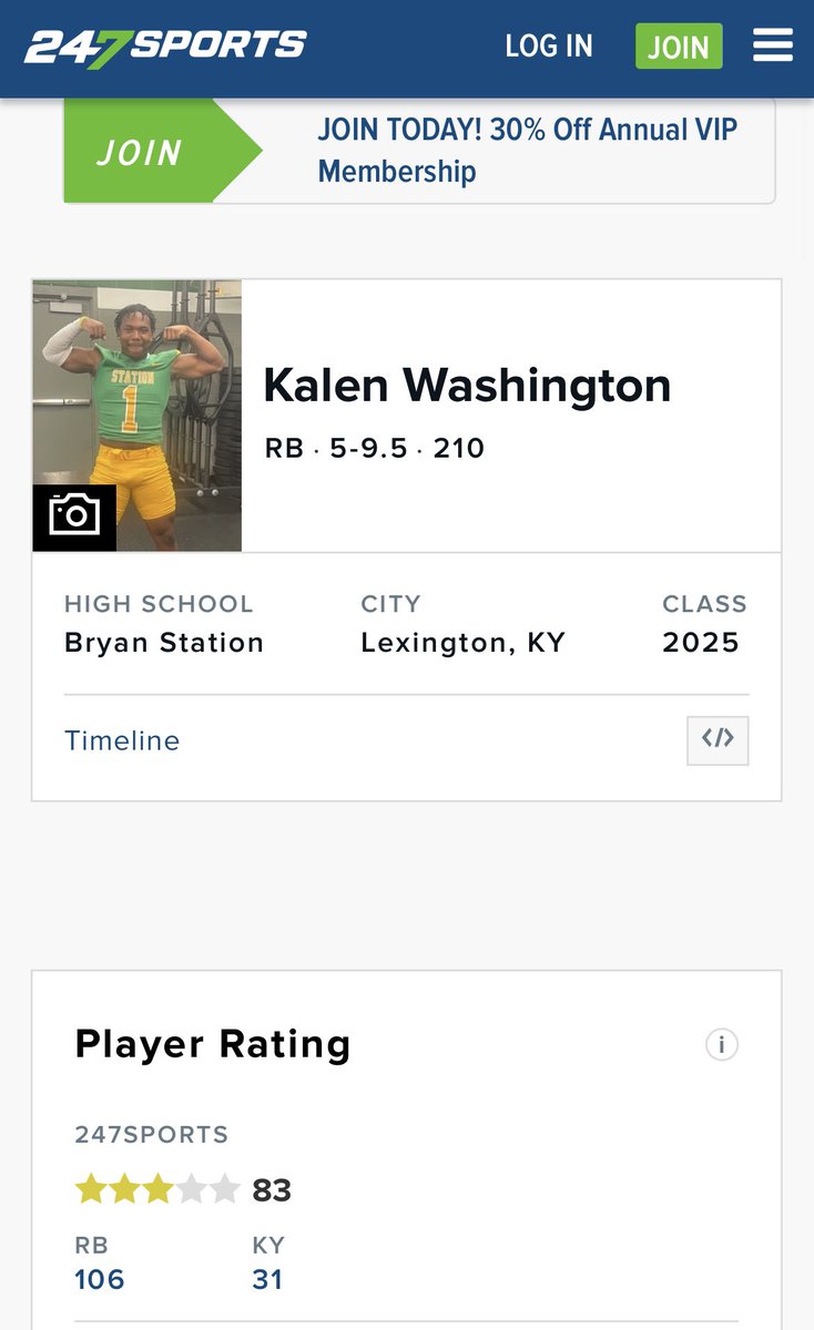 KalenWashington's tweet photo. Blessed to be ranked a 3⭐️@247Sports @SWiltfong247 @coachhawkins1 @jthas3 @bryanstationfb https://t.co/WR35FhX3vA