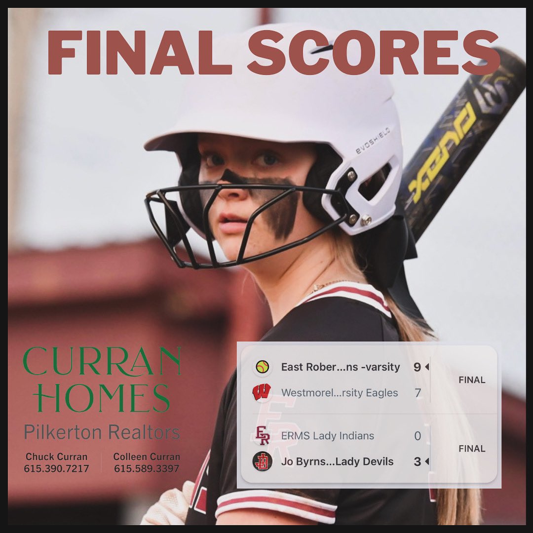 EastRobertsonSB's tweet image. Final scores for tonight. First win of the season for the ERHS Lady Indians! #ERMS #ERHS 🥎