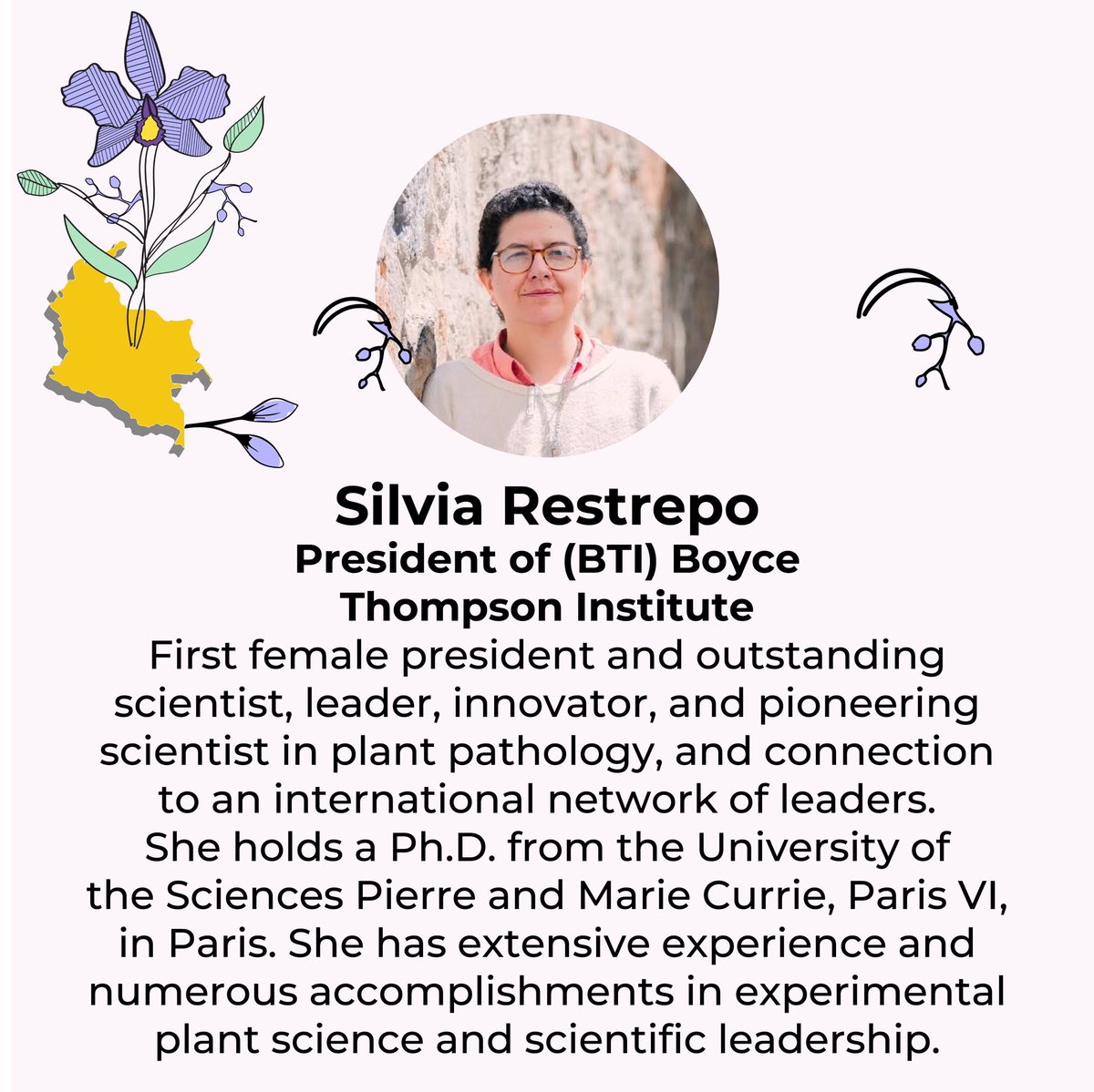 Ser la primera mujer en ser presidenta del Boyce Thompson Institute es un honor, Silvia Restrepo estará compartiendo su experiencia y conocimientos con todos los asistentes. ¡Nos vemos en el simposio! #MujeresExitosas #Colombia #PennState #Panelista