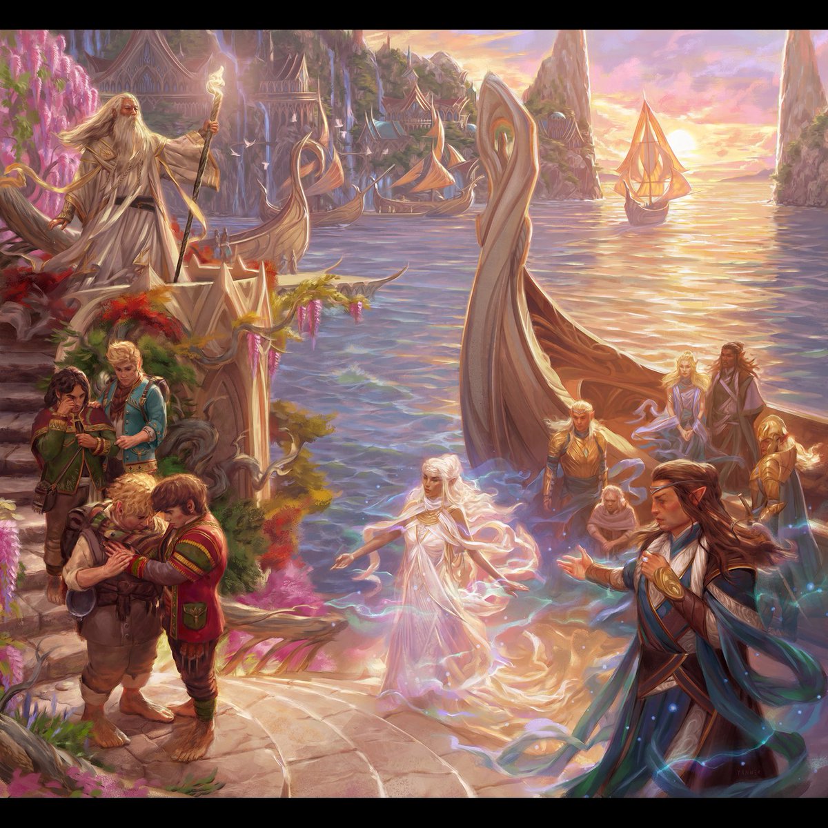 Just realized I hadn’t posted the full Grey Havens scene for Magic’s Middle-Earth set. Went a little crazy with the color. Ironically I worked on Decipher’s Lord of the Rings card game and TTRPG in the early 2000’s so this felt a bit full circle.

Magic: The Gathering | Tales of