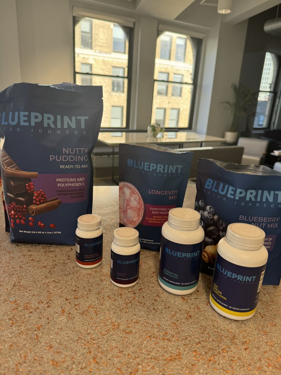 We got the Blueprint products at the office today and started testing them 🚀 The first one I tried is the blueberry nut mix @bryan_johnson