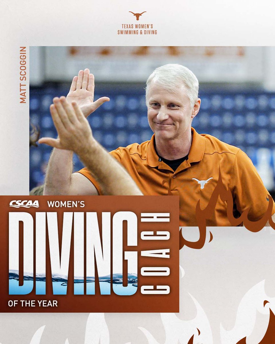 Shout out to our head diving coach, Matt Scoggin! 🤘

<a href="/CSCAA/">CSCAA</a> Division I Women's Co-Coach of the Year!

#HookEm | hookem.at/wsd24Scoggin