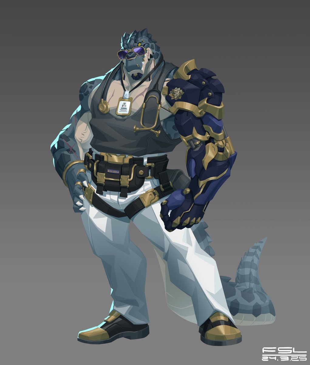 FanSL_Art's tweet image. A ripperdoc gator for @AlvinTAnubis