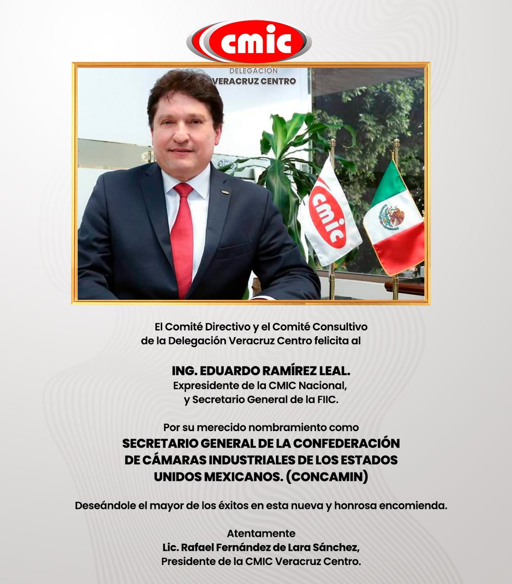CMICXALAPA's tweet photo. ¡Enhorabuena! 🤝🏻

@EduardoRmzLeal
@CONCAMIN https://t.co/YcFYkN108y
