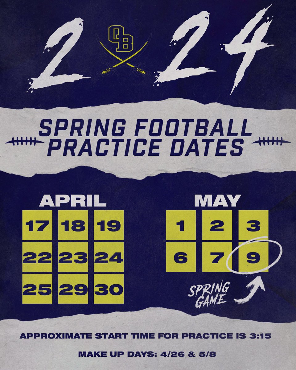 Spring practice is just around the corner!  
🔵🟡⚔️ #OBPride