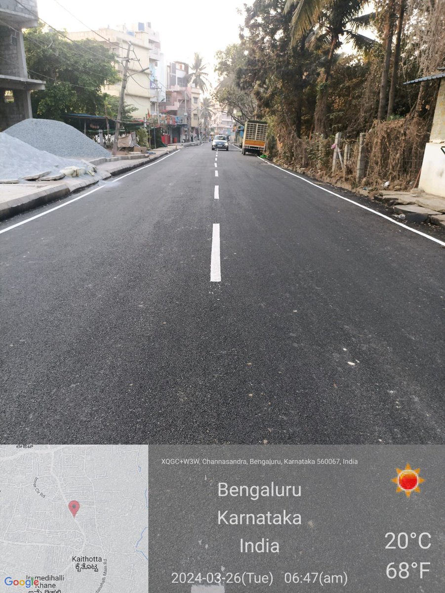 Nagondanahalli main road lane marking work has been completed. 
Asphalting work here was completed last week. 

These road works were funded and approved in 2022-23 but work was halted due to payment issues from BBMP.

1/2