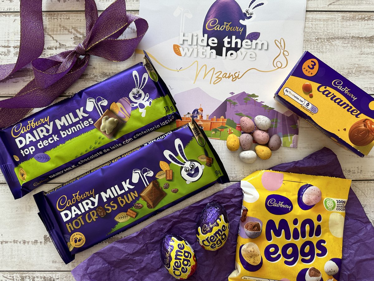 #Easter is just around the corner now, and #Cadbury has introduced some egg-citing twists to celebrate. You may have spotted their Easter range in stores, including the new Cadbury Dairy Milk Hot Cross Bun slab and Cadbury Crème Eggs. #CadburyMzansiHide #gift