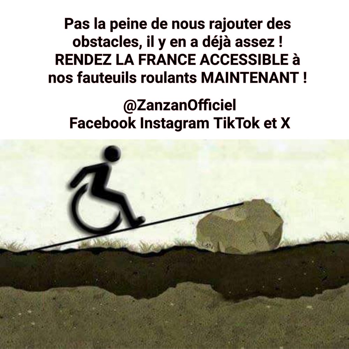 ZanzanOfficiel's tweet photo. Rejoins vite @ZanzanOfficiel et militons ensemble pour imposer l'Accessibilité Handicapés à nos fauteuils roulants partout en France ! 
#NousSommesPMR #NousSommesEnFauteuilRoulant #CestLaBase #handicap #Toutestpossible #HandiValide #HandiPower #ZanzanOfficiel #PMR #PMRensemble https://t.co/LKGApfPbHk