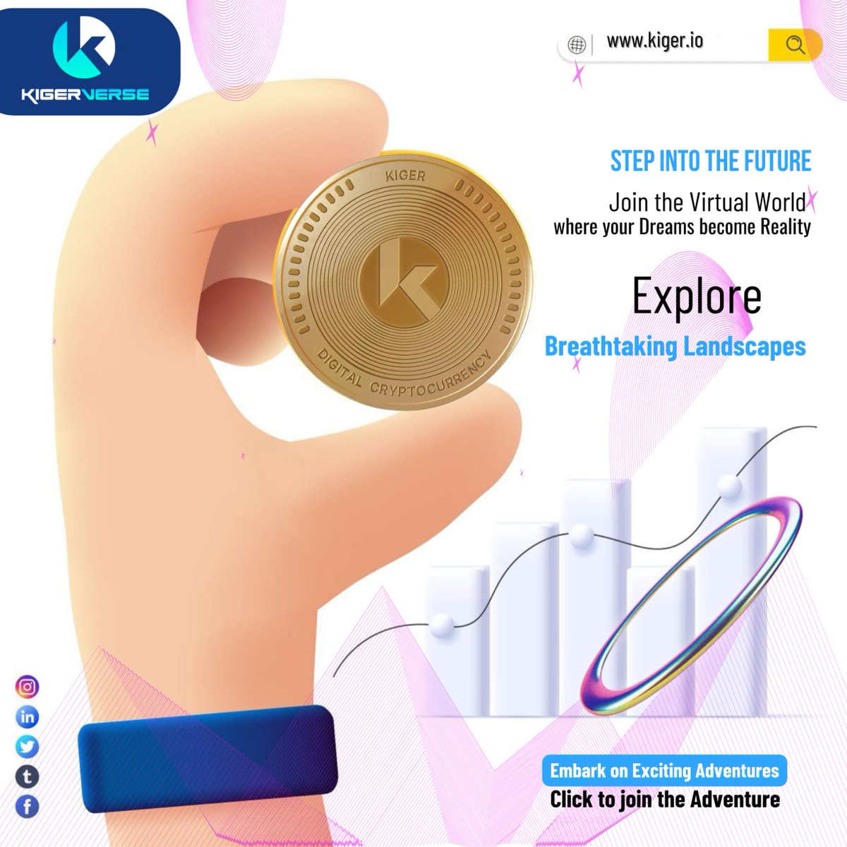 KigerVerse's tweet image. Join the Virtual World where your Dreams become Reality
Explore breathtaking Landscapes
Embark on Exciting Adventures
Click to join the Adventure
#kigertoken #PreSale #securetoken #buynow #pinksalefinance