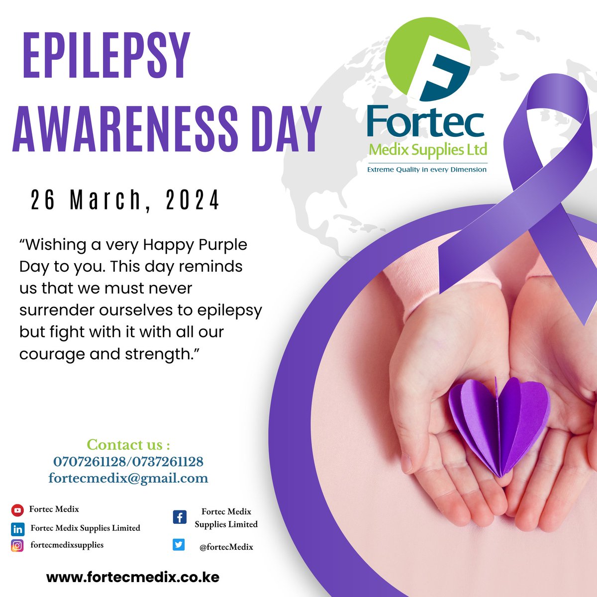 This world would become a much happier and more beautiful place to live if we learned the right things about epilepsy.
#epilepsy #epilepsyawareness #epilepsywarrior #endepilepsy  #epilepsyawarenessday #epilepsyproblems #fortec #fortecmedix