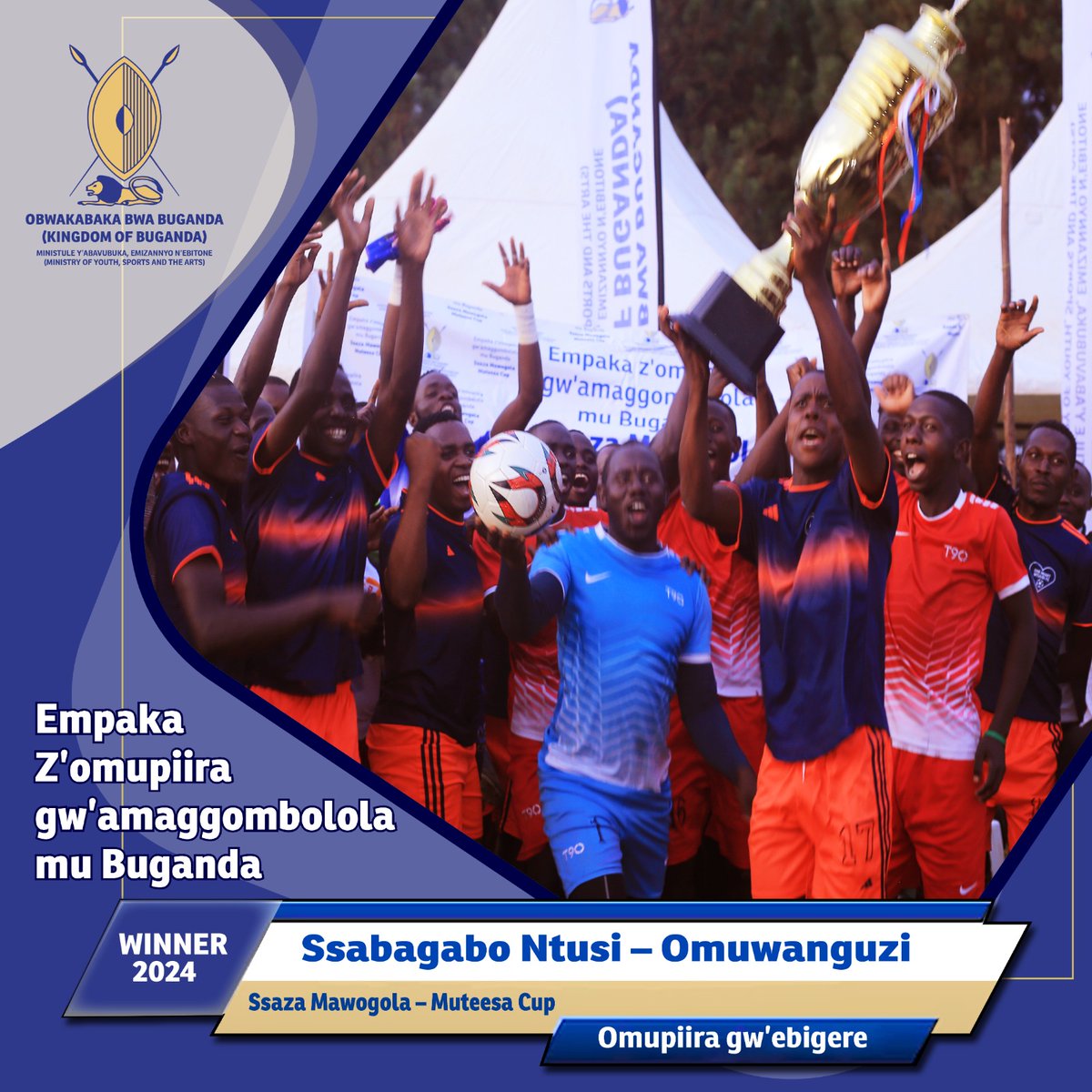 #MuteesaCup Mu Ssaza Mawogola, eggombolola Ssaabagabo Ntuusi y'ewangudde ekikopo mu ogw'ebigere ate Ssaabaddu Mateete n'ewangula mu kubaka. #GgombololaCompetitions2024