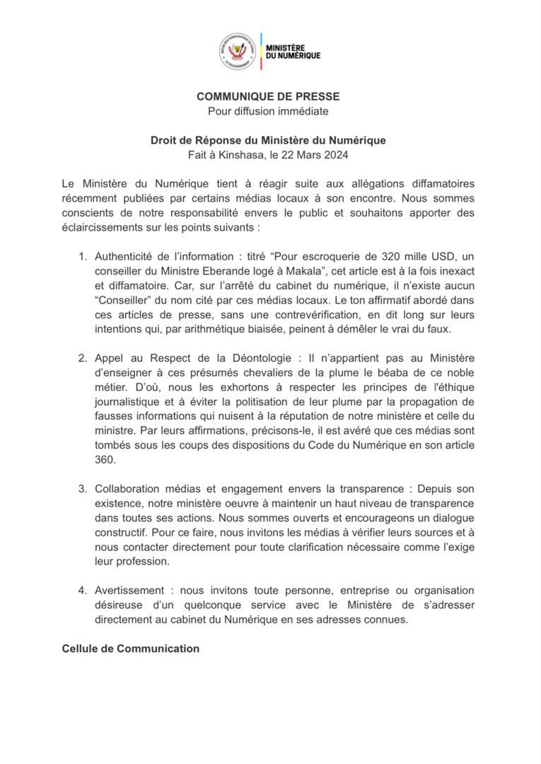 A l'intention des médias qui ont, afin que nul n'en prétexte l'ignorance, répandu des fausses informations sans vérifier à la source.