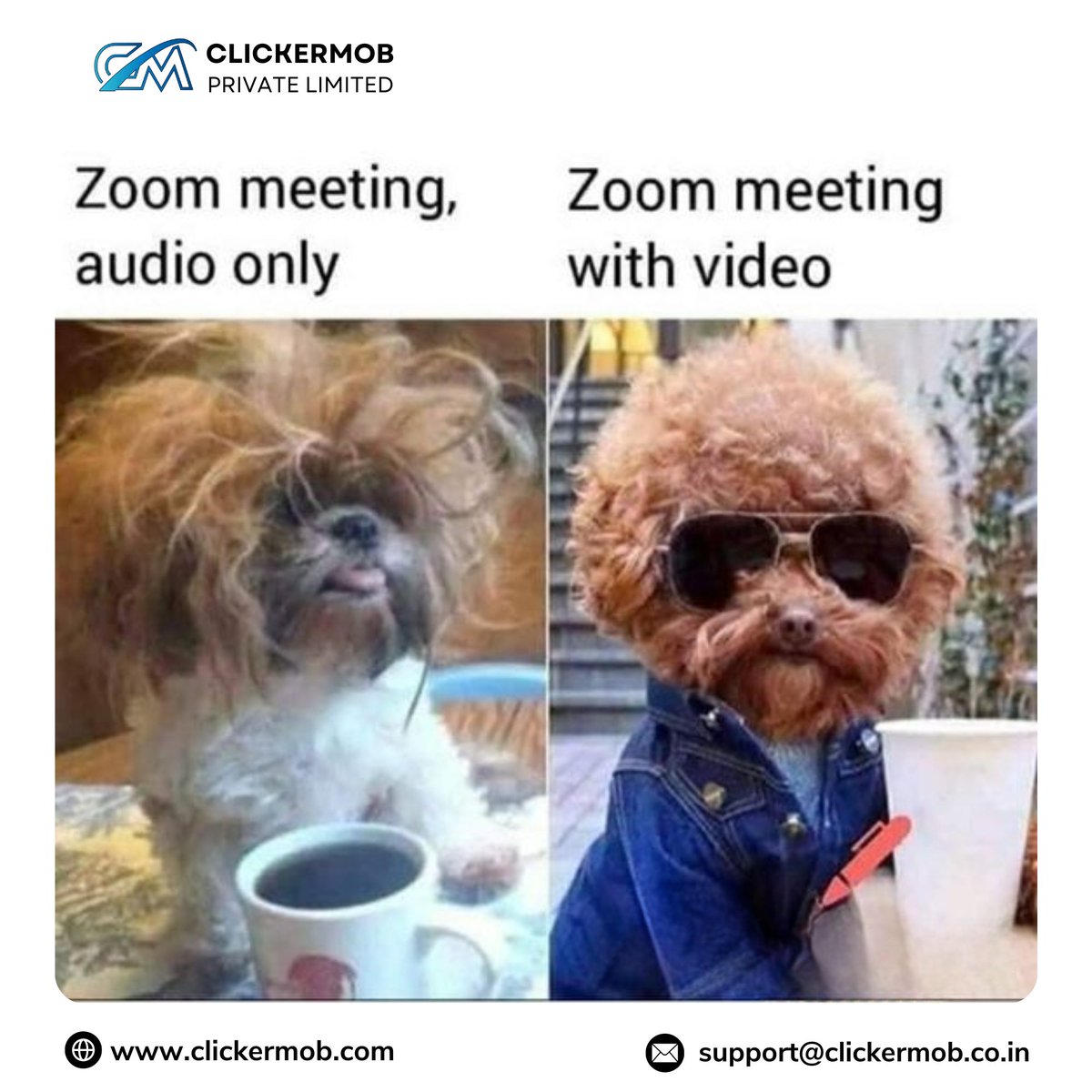 clickermob's tweet image. ☕🐶Starting the day with a double shot of cuteness and a steaming cup of coffee! 
.
website: clickermob.com
.
#clickermob #MorningMood #CoffeeLover #DogsWithGlasses #CoffeeTime #DoggyLove #FourEyesAndCoffee #CoffeeDate #GameChanger #Jaragandi