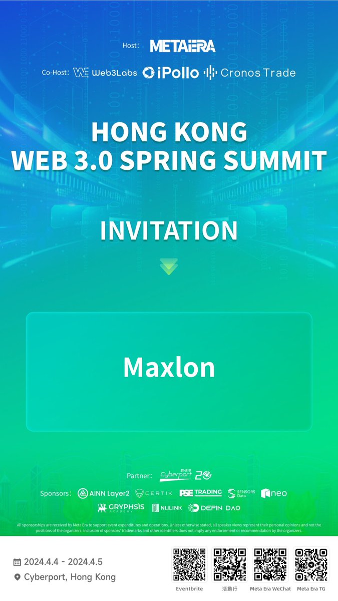 mxlssb's tweet image. Thanks for inviting！
✅
see u in hong kong
#Web3  #Web3Community  #metaera