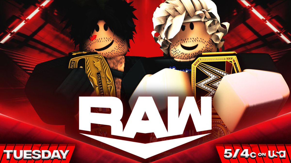 _WWERoblox's tweet photo. -RAW-
@JayDarrienRW looks to get his title back as he takes on @ominteen using #RMC
-
@maardontcare goes against @wide7elite_ for the united states championship!
-
Can @F4DE_4 regain ownership of the #WWEC as he goes against @Melmxrto0n
-
@justinokosher VS @TenaciousMaxN https://t.co/s5l4aJiyk9