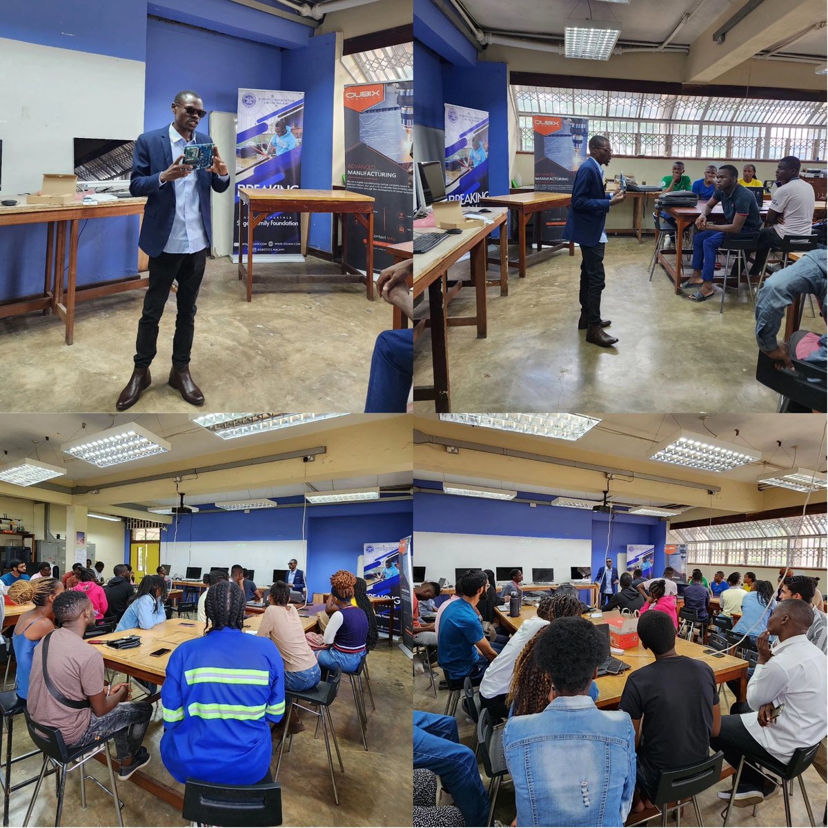 RoboticsMalawi's tweet image. #ArduinoDay guest speakers: Sanga Kanthema founder of #QubixRobotics and #TMEeducation ambassador. Yusuf Chimole founder of Ryberg Stark and Link Systems and the youngest board member of ICTAM #ArduinoDay2024 #Arduino #TechRevolution #RFL #RFLMW #mubas #QubixRobotics #robotics