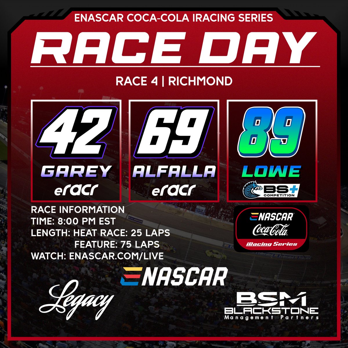 Time to get our season back on track. Richmond is the site of Race 4 in the 2024 Coke Season and it is the first race of the season to feature heat racing! Should make for an interesting event. As always, these are the guys you want to root for, lets go get some hardware.