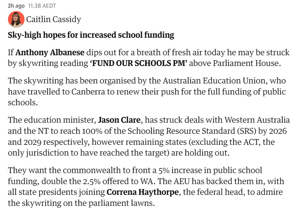 The challenges are too great and the cost of inaction too high for governments to continue to fail on public school funding. We won't rest until @AlboMP delivers on his promise to fully fund public schools! #auspol