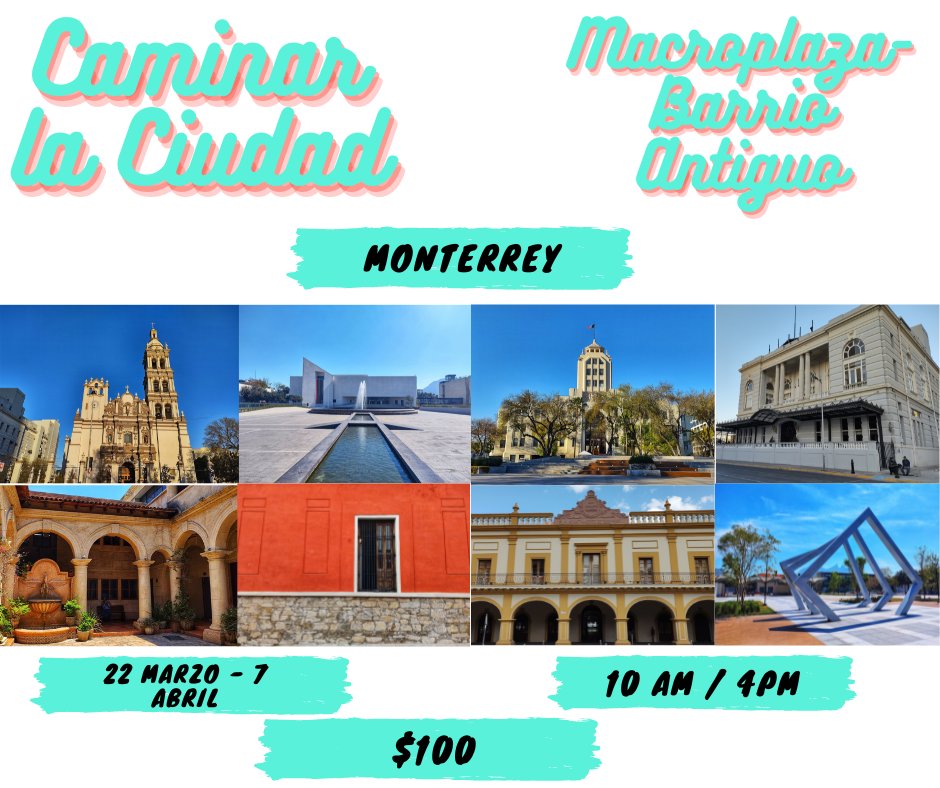 CAMINAR LA CIUDAD 🏙️

En esta temporada conoce y reconoce Monterrey con nuestros recorridos de Caminar la Ciudad.

Tendremos recorridos diarios hasta
el 7 de Abril.

✨#CaminarlaCiudad #Monterrey #QuehacerenNL✨