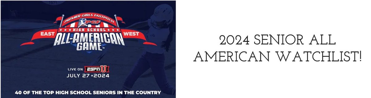 Congrats to our Seniors named to the <a href="/PGFnetwork/">PGF</a> All-American watch list!

Mya January - Spring Hill - U of Central Arkansas

Riley Baber - BVSW - Missouri State

Kooper Barnes - Lincoln East - South Alabama