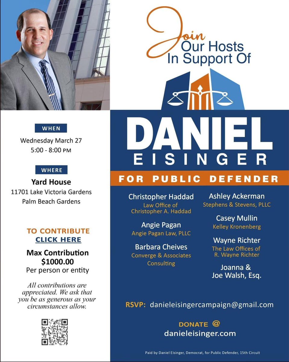 #PalmBeachCounty Voters!!! 🚨 Support Daniel Eisinger for #PublicDefender - you can learn more & contribute here: danieleisingerforpublicdefender.com