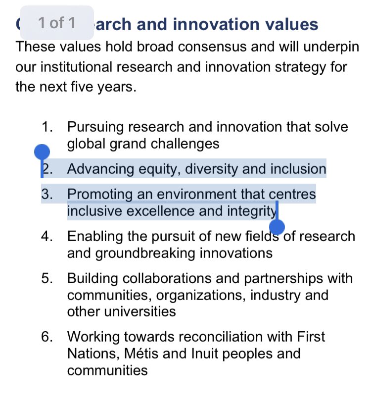 It sure is hard to make sense of this plan. It emphasizes “excellence”, but disavows merit. It’s number two value “equity, diversity & inclusion” is incompatible with “excellence”, because skin colour, and sexual preferences & hobbies, have nothing to do with advancing science.