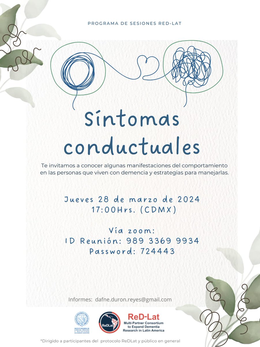 dafneduron90's tweet image. Los invitamos a conocer algunas manifestaciones del #comportamiento en las personas que viven con #demencia 
Jueves 28/03/24, 17H (CDMX)
@ReDLat_Dementia @atlanticfellows @halsty