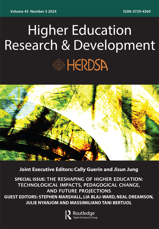 Published! Higher Education Research & Development v.43 n.3 2024 8 special issue articles on 'The Reshaping of Higher Education: Technological impacts, pedagogical change, and future projections' Plus 7 regular articles on #HigherEd → tandfonline.com/toc/cher20/43/…